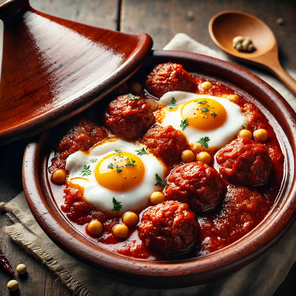 Moroccan Kefta Tagine with Eggs